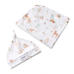 Snuggle Hunny Kids Woodland Tales Organic Jersey Wrap & Beanie Set