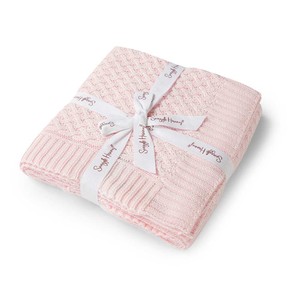 Blankets: Snuggle Hunny Kids Blush Pink Diamond Knit Organic Baby Blanket