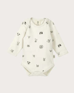 Baby: Babu Long Sleeve Bodysuit Fingerprint Friends