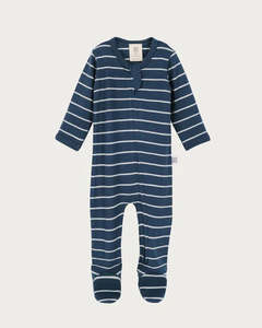 Baby: Babu Merino Footed Onesie Denim Stripe