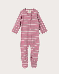 Baby: Babu Merino Footed Onesie Blossom Stripe