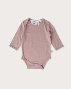 Baby: Babu Merino Bodysuit Long Sleeve Mauve