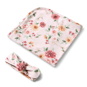 Sleep: Snuggle Hunny Kids Birds & Blooms Wrap & Topknot Set