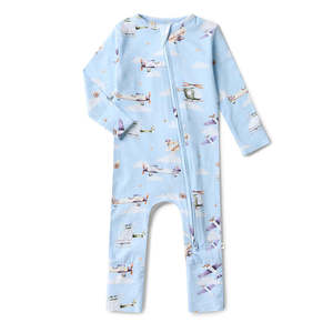 Baby: Snuggle Hunny Kids Taking Flight Organic Snugglesuit Convertible Romper