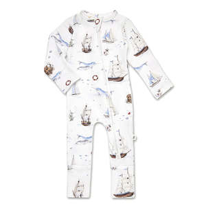 Snuggle Hunny Kids Set Sail Organic Snugglesuit Convertible Romper