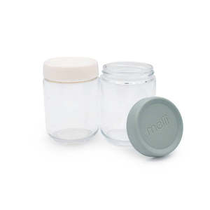 Melii Glass Overnight Oats Jars 2pk - Sage/Ivory