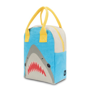 Lunchboxes: Fluf Zipper Lunch Bag - SHARK - 100% certified organic cotton