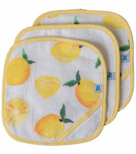 The Perfect Gift: Little Unicorn Washcloth Set 3pcs. - Yellow Lemon