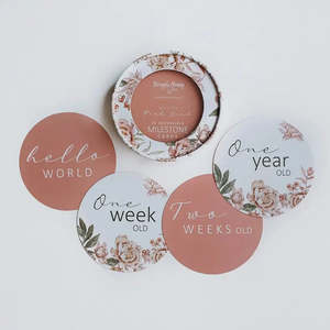 Milestone Cards: Snuggle Hunny Kids Reversible Milestone Cards - ROSETTE & PINK SAND