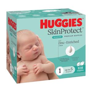 Huggies SkinProtect Premium Nappies Size 1 Jumbo 108 Pack
