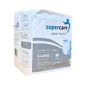 Disposable Protective Underwear: SuperCare Adult Disposable Pants Size XLarge - Day & Night Protection