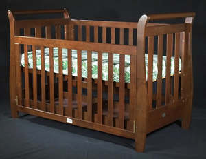 Kapai NOVA Wooden Drop Side Cot with Drawer - COFFEE