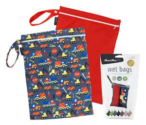 Mum2mum: Mum2Mum Wet Bags Twin Pack - CONSTRUCTION / RED