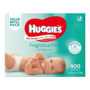 New Born: Huggies Baby Wipes Fragrance Free MEGA BOX (400 Wipes)
