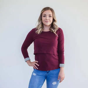 Milkbar Clothing: Milkbar Ava Long Sleeve Crop Tee | Mulberry *CLEARANCE*