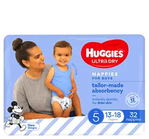 All Nappies More: Huggies Ultra Dry - Size 5 (13-18kg) BOYS  PACK