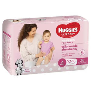 Huggies Ultra Dry - Size 4 (10-15kg) GIRLS PACK