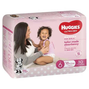 All Nappies More: Huggies Ultra Dry - Size 6 (+16kg) GIRLS  PACK