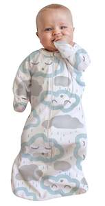 Swaddles Baby Studio: 0-3m COTTON All in One Swaddle Bag CLOUDS PEPPERMINT