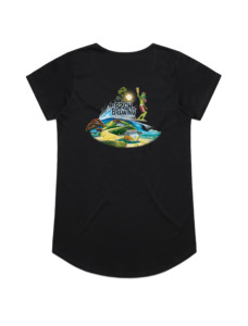 Bach Brewing Womens Short Sleeve T-shirt - Beach Scene (back graphic)