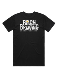 Merch: Bach Brewing Mens T-shirt - Longer Weekends (back graphic)