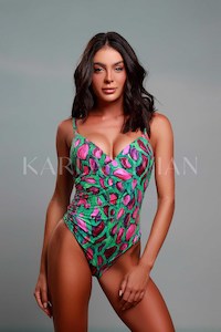 Premuim Swimsuits: Coral Lateral Pleat One Piece