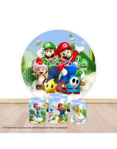 Round Photo Booth Backdrop With Counters: Pre Designed Round Backdrop Kits with Counter for Birthday Parties & Events