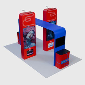 Modular Displays For 20ft Wide Exhibitions Booth: The Elegance of 3D Boxes and Square Arch