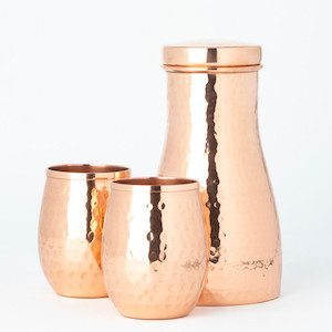 Products: Copper Carafe With Two Stemless Glasses Back to basics