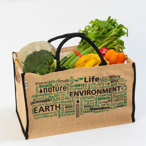 Products: Jute Box Style Green Shopper Back to basics