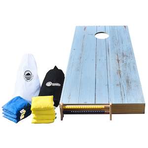 Premium Wooden Cornhole Sets: Blue Wood Design