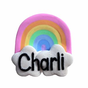 Products: Pastel Rainbow name badge handmade and personalised badges