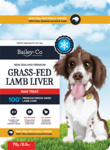 Products: New Zealand Premium Grass Fed Lamb Liver Treat 70g - Bailey+Co 100% Natural Freeze-Dried Lamb