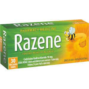 Antihistamines: Razene Tabs 10mg 30s