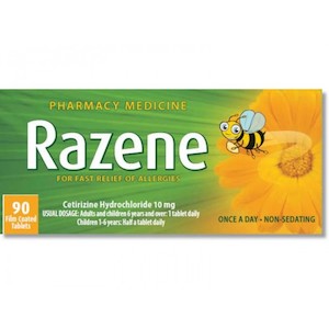Antihistamines: RAZENE Tabs 10mg 90s