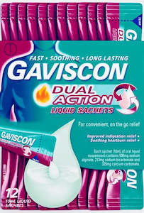 GAVISCON Dual Actn Liq Sach 10ml 12s