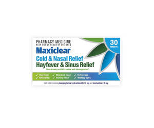 Antihistamines: MAXICLEAR Cold&Nasal Hayfev&Sins 30s