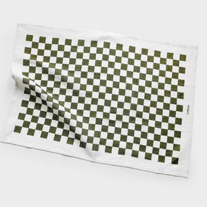 Lettuce Micro Checkers Linen Tea Towel