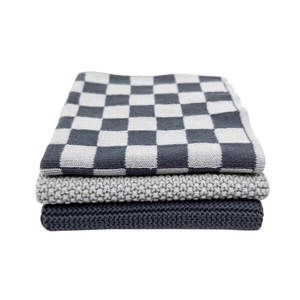 Ecovask Dishcloth Variety 3pk Graphite Lunar Chequer