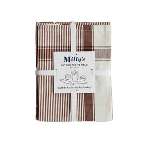 Milly’s Classic Everyday Tea Towels Chocolate 3pce