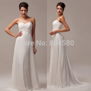 Products: Hot Stock Strapless Chiffon prom dresses Floor-Length Long evening party gown white formal dress CL6041