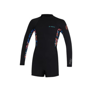 Wetsuits: O'Neill Girl's Bahia BZ LS Mid Spring 2mm - Tropic Texta