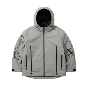 Snow Gear: BSR Dual Zip Seam Sealing Hooded Jacket Ink Splatter - Gray