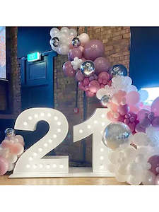 60th Birthday Mesh, Balloon Garland, and Light-Up Numbers Package