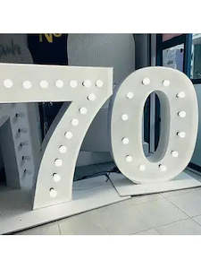 Light Up Number Hire: Giant 70th Light up number Hire in Auckland | 70th birthday decorations