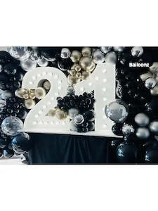 Light Up Number Hire: 21st light up numbers White gold/silver/black