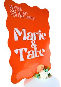 Retro Orange Welcome Sign – Wavy Edge Statement Board