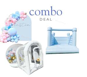 Baby Shower Balloon Packages: Blue Castle + Bubble House + Custom Balloon Arch Birthday Package