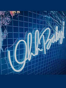 Baby Shower Balloon Packages: Ohh baby neon signage hire
