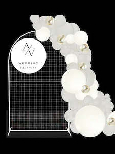 Baby Shower Balloon Packages: Wedding Arch mesh with balloons | 3-4m balloon garland | Custom birthday sign